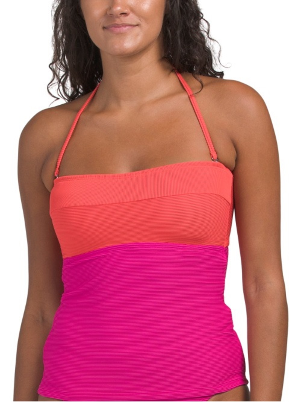 Tommy Bahama Coral and Fuchsia Bandeau Tankini Top & Bikini Bottom